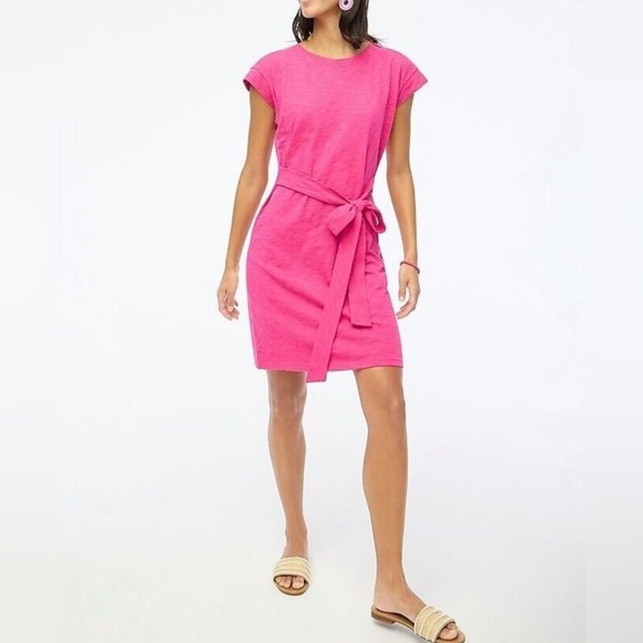 J.CREW Dresses & Skirts - J Crew T Shirt Dress Womens Medium Tie Waist Mini Cap Sleeves Dolman Cotton